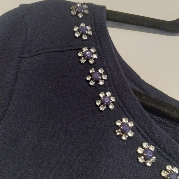 Lane Bryant Dark Blue Lightweight Sweatshirt with Rhinestone Embellishments - Picture 4 of 5